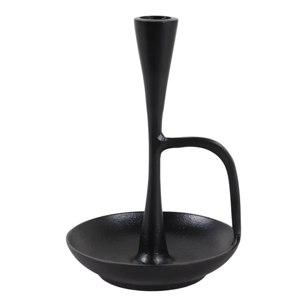 DECKERROSE BLACK CANDLE HOLDER 8 (IN)