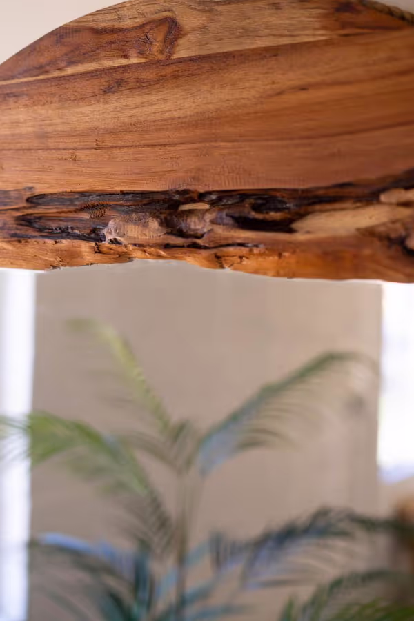 Round Recycled Wood Framed Mirror with Rope Detail