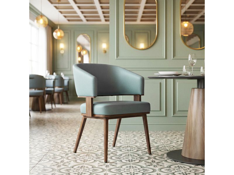 Poise Dining Chair Azure Gray & Walnut 9