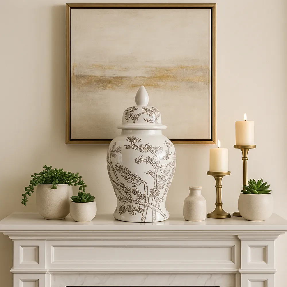 BARTONRUN WHITE CHINOISERIE 15 (IN)