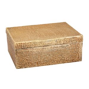 Square Linen Texture Box - Large Brass 1