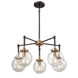 Boudreaux 23'' Wide 5-Light Chandelier - Matte Black with Antique Gold 1