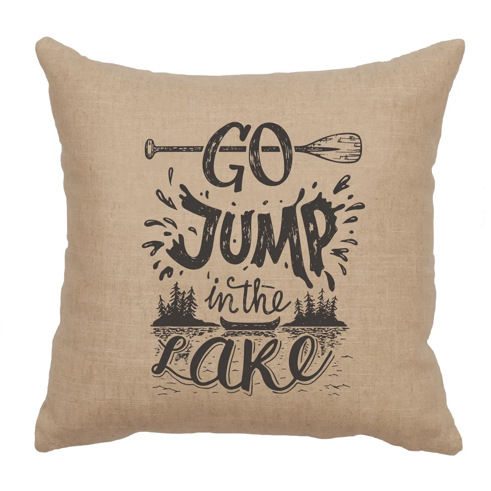 Image Pillow - Jump in Lake - Linen Natural