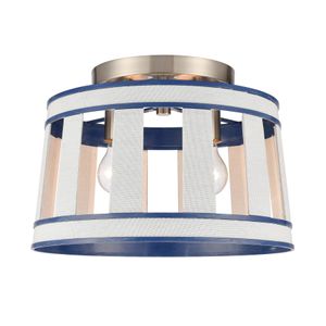 White Burlap 14'' Wide 2-Light Semi Flush Mount - Ocean Blue 1