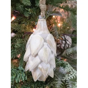Wooden Hanging Pine Cone Ornament 7x3in 1