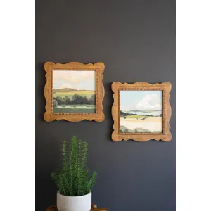 Set of 2 Natural Wood Framed Landscape Prints 1