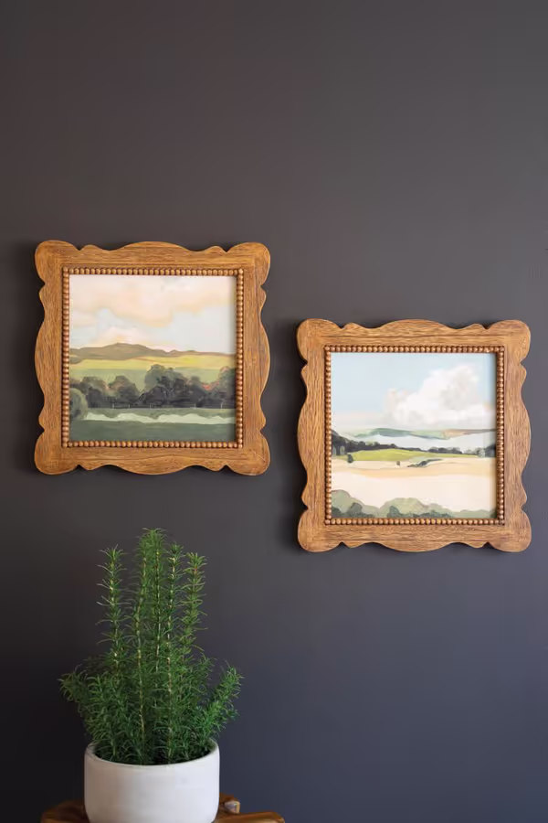 Set of 2 Natural Wood Framed Landscape Prints