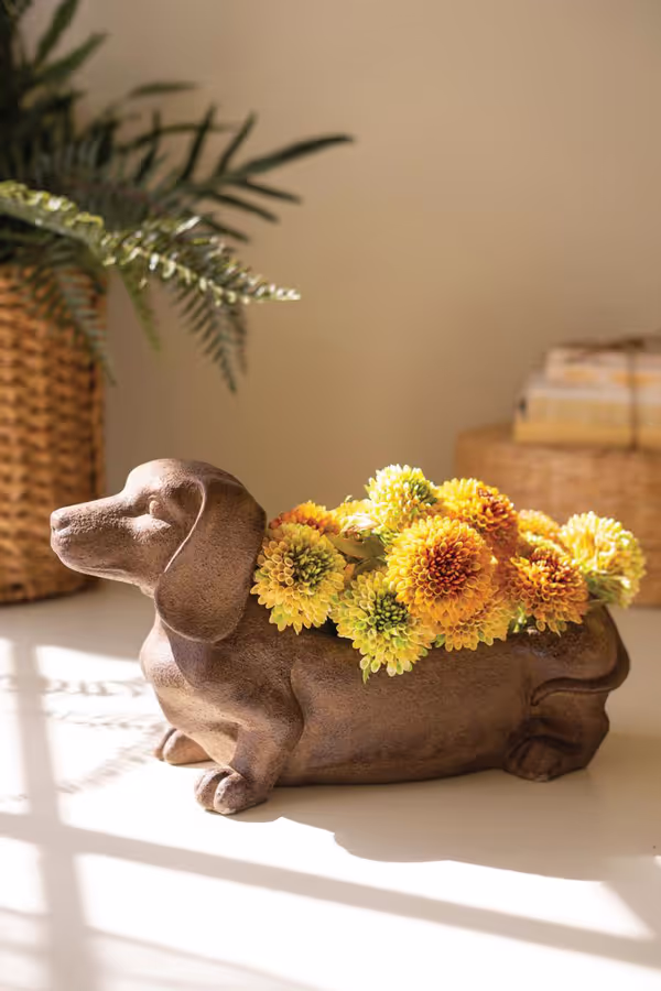 Cement Dachshund Planter