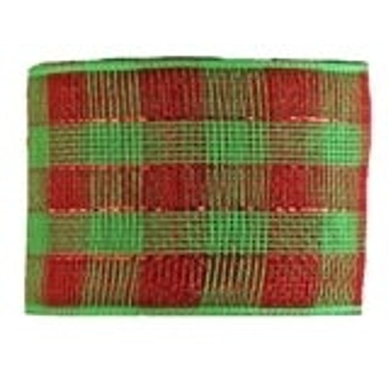 4" x 25yds Metallic Mesh, Red & Lime Plaid