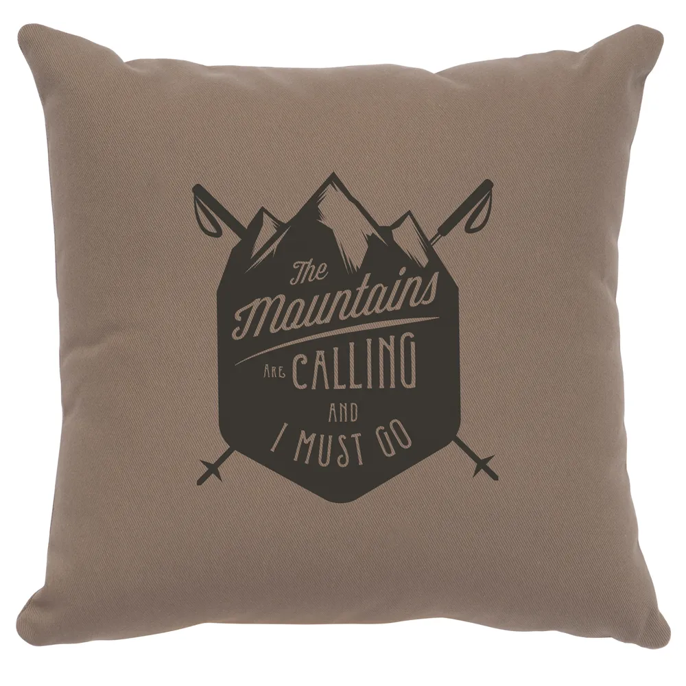 Image Pillow - Mountains are Calling - Cotton Taupe