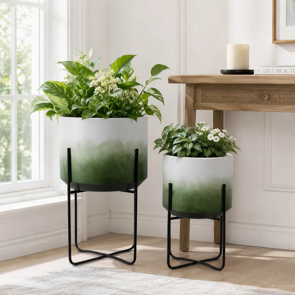 NICOLEHAM SET OF 2 GREEN PLANTER 23 (IN)