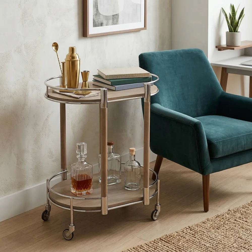 GUNNARWAY SILVER BAR CART 30 (IN)