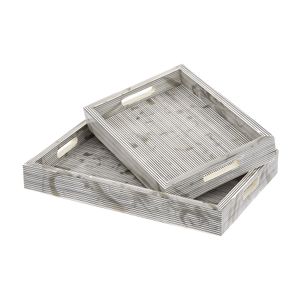Eaton Etched Tray - Set of 2 White 5