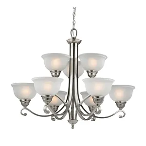 Hamilton 36'' Wide 9-Light Chandelier - Brushed Nickel with White Glass 1