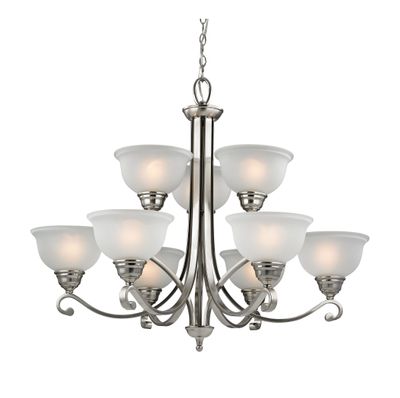 Hamilton 36'' Wide 9-Light Chandelier - Brushed Nickel with White Glass
