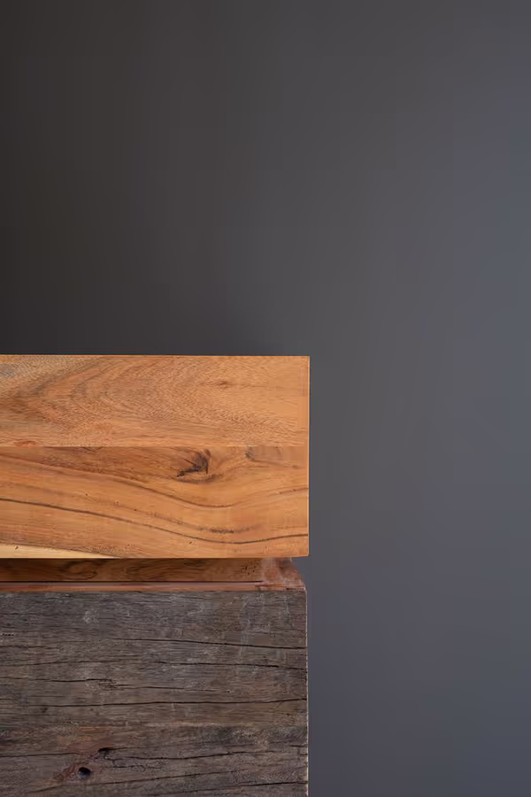 Recycled Acacia Wood Console Table with Two Drawers
