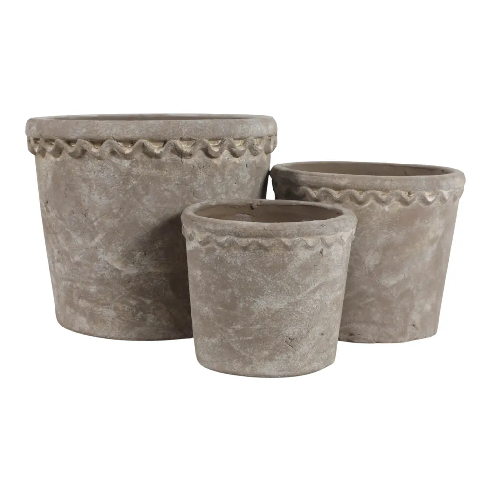 TATESIDE SET OF 3 GRAY PLANTER 8 (IN)