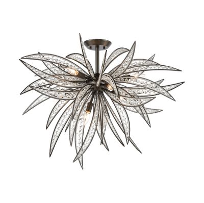Naples 35″ Wide 8-Light Semi Flush Mount - Dark Graphite