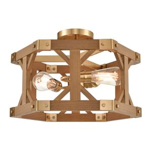 Structure 18'' Wide 3-Light Semi Flush Mount - Satin Brass 1