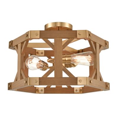 Structure 18″ Wide 3-Light Semi Flush Mount - Satin Brass