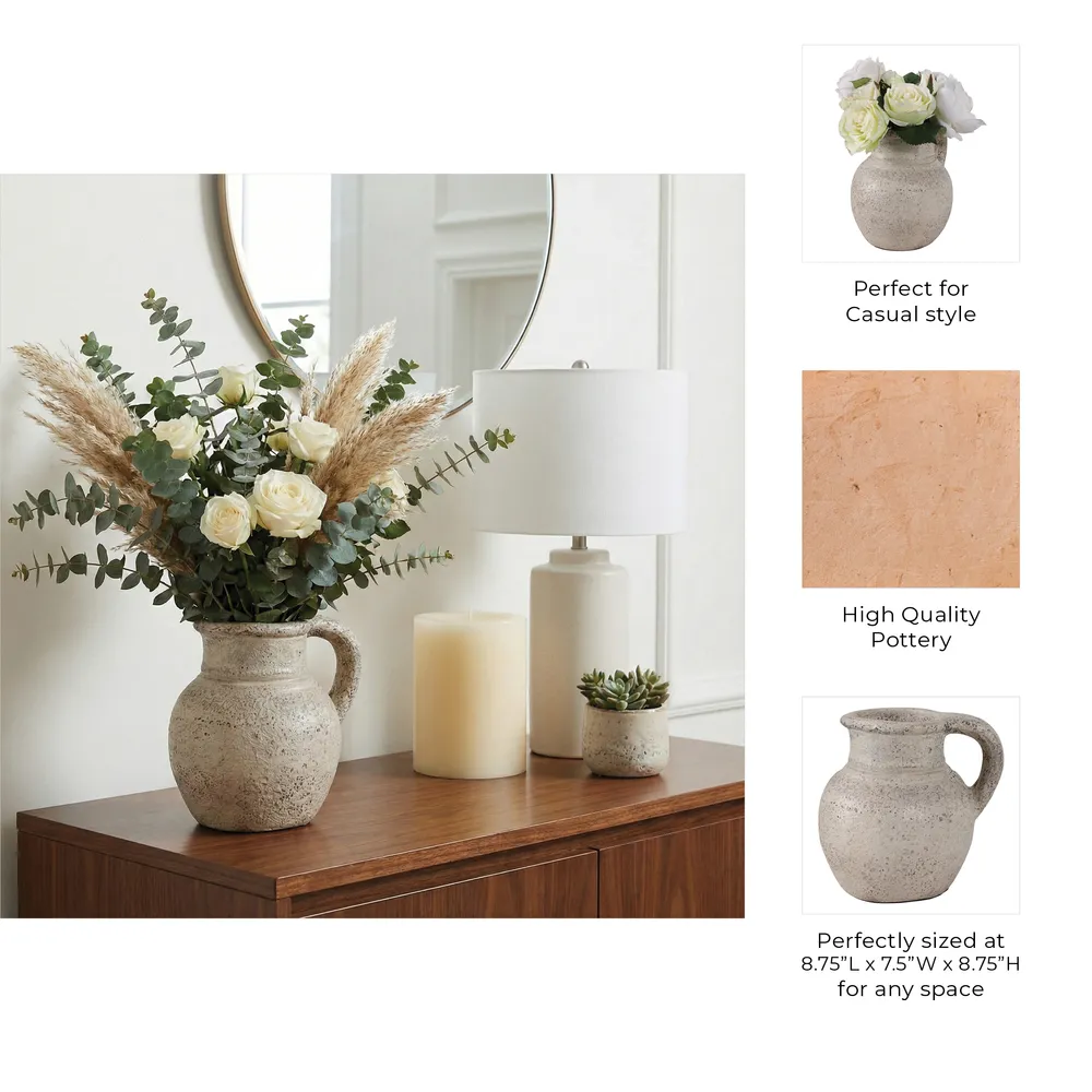 SHERMANGROVE WHITE VASE 9 (IN)