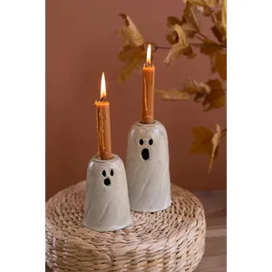Set of 2 Metal Ghost Taper Candle Holders 1