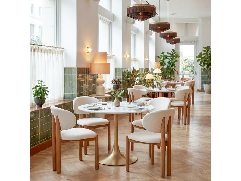 Rosetta Dining Chair Beige & Walnut 2