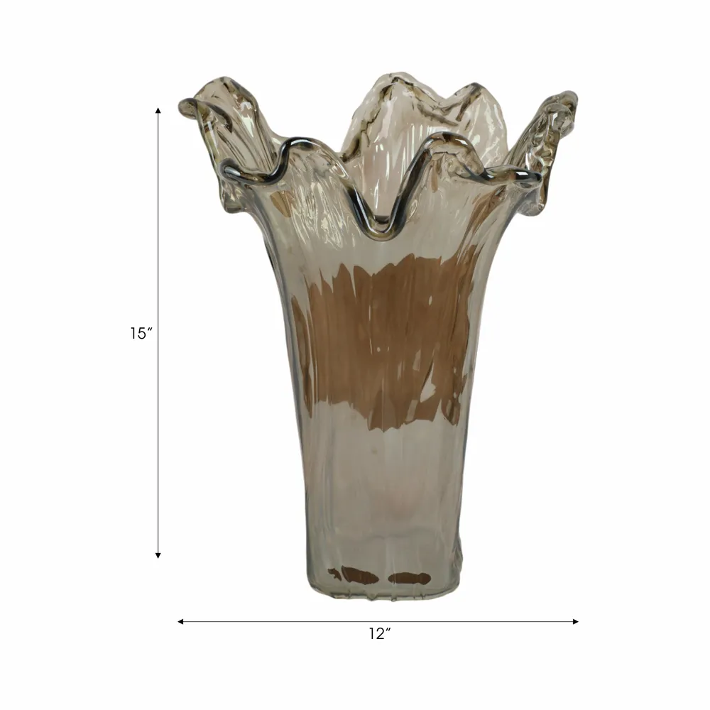 CLAYMORE GRAY GLASS VASE 15 (IN)