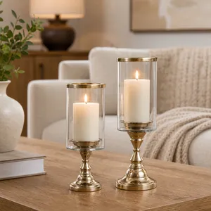 AIDENHAM SET OF 2 GOLD CANDLE HOLDER 13 (IN) 10