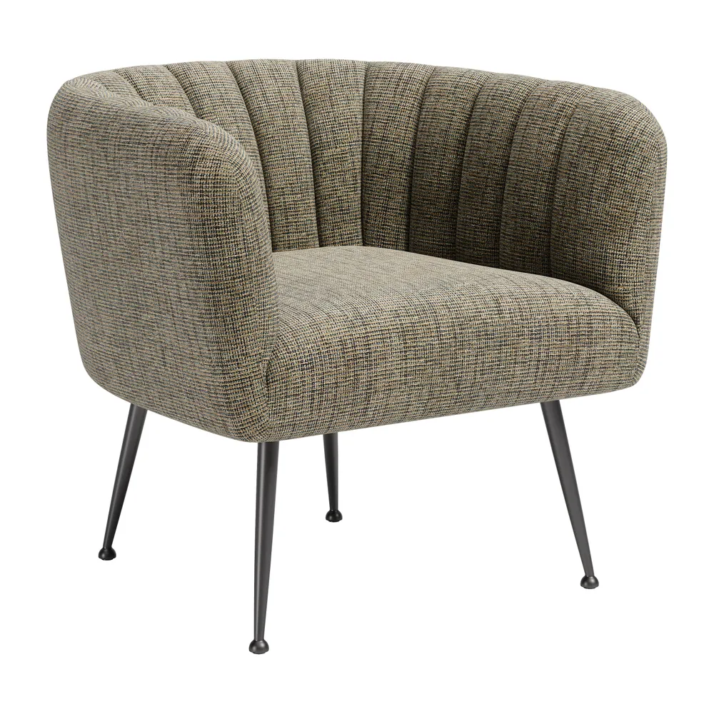 Deco Accent Chair Green Tweed