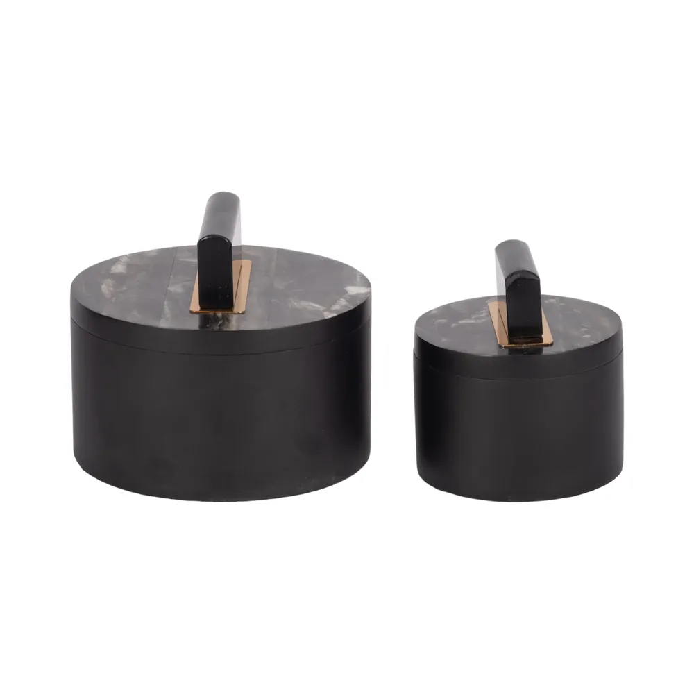 ELROYSIDE SET OF 2 BLACK BOXES 6 (IN)