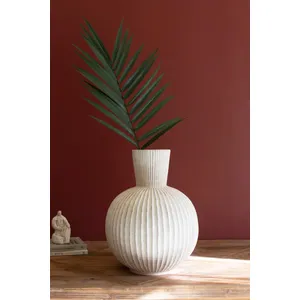 Tall Stone Composite Fluted Bulb Vase 1