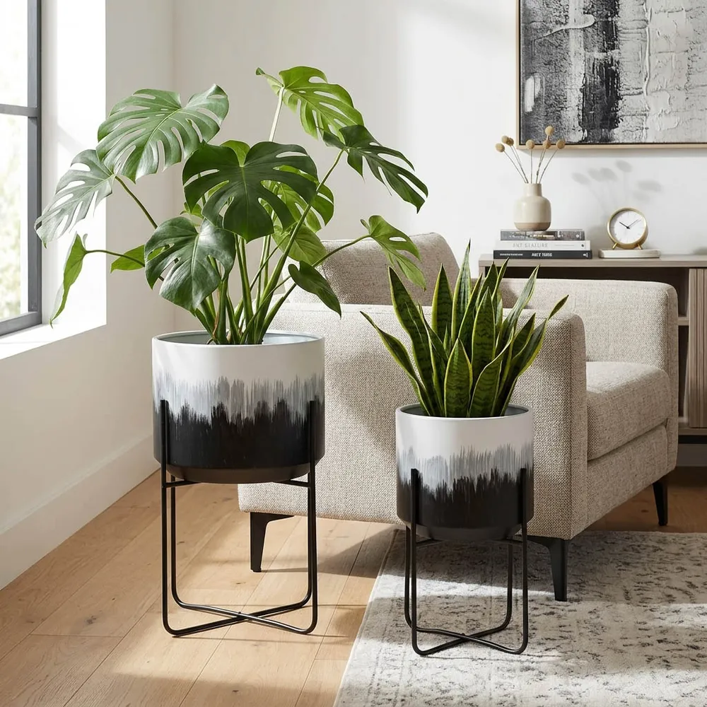 NICOLEHAM SET OF 2 BLACK PLANTER 23 (IN)