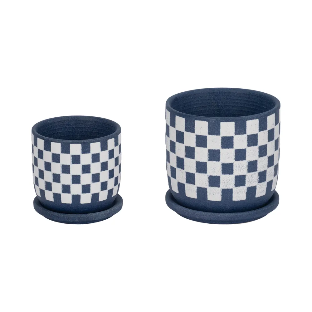 BRIGHTONVIEW SET OF 2 BLUE PLANTER 6 (IN)