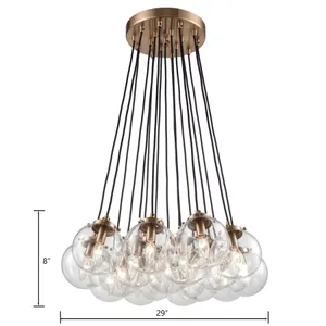 Boudreaux 29'' Wide 17-Light Chandelier - Matte Black with Antique Gold 2
