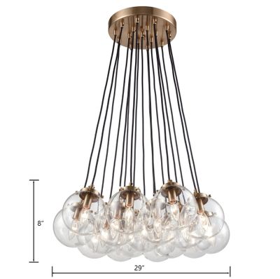 Boudreaux 29'' Wide 17-Light Chandelier - Matte Black with Antique Gold