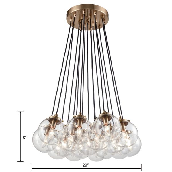 Boudreaux 29'' Wide 17-Light Chandelier - Matte Black with Antique Gold