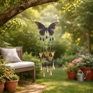 33X10" MOSAIC BUTTERFLY CHIME, GOLD/NAVY 11