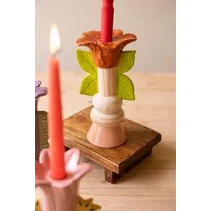 Set of 3 Ceramic Flower Candle Holders 3