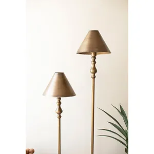 Antique Gold Double Floor Lamp with Metal Shades 3