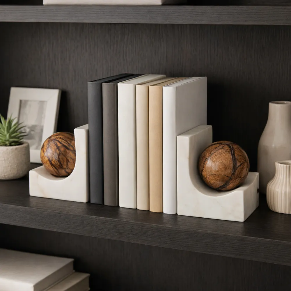 CLARAWELL SET OF 2 IVORY BOOKENDS 6 (IN)