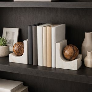 CLARAWELL SET OF 2 IVORY BOOKENDS 6 (IN) 10