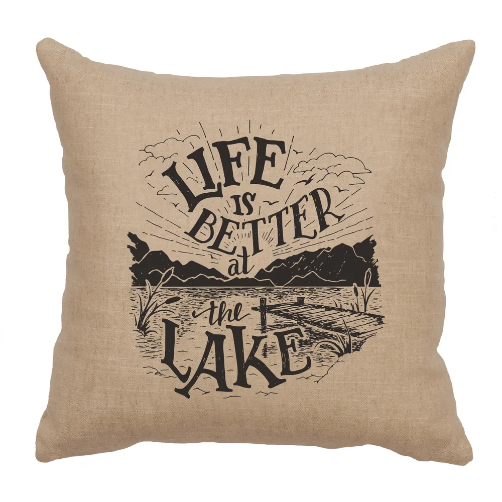 Image Pillow - Life is Better - Linen Natural