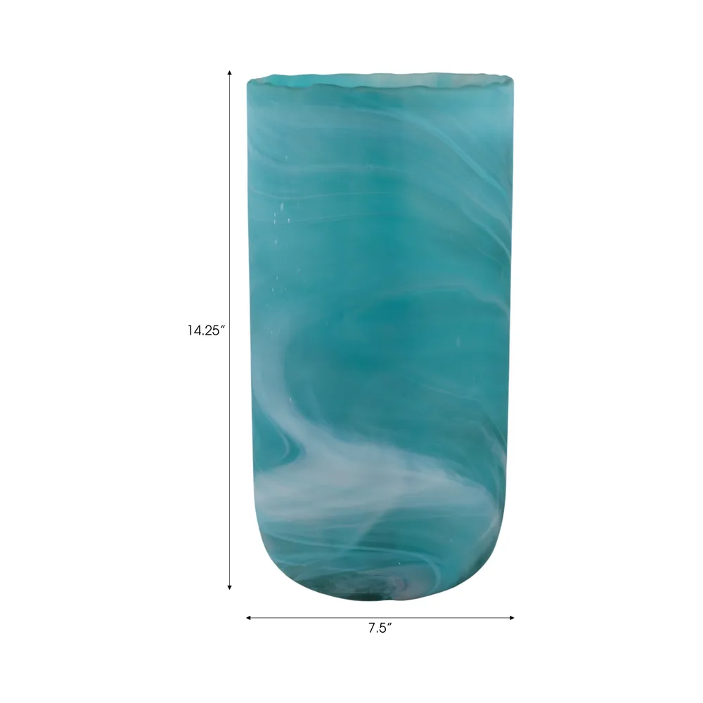 PARKERGROVE TURQUOISE GLASS VASE 15 (IN)