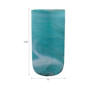PARKERGROVE TURQUOISE GLASS VASE 15 (IN) 9