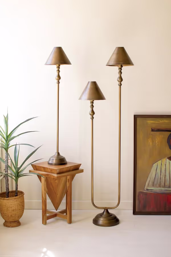 Antique Gold Table Lamp with Metal Shade