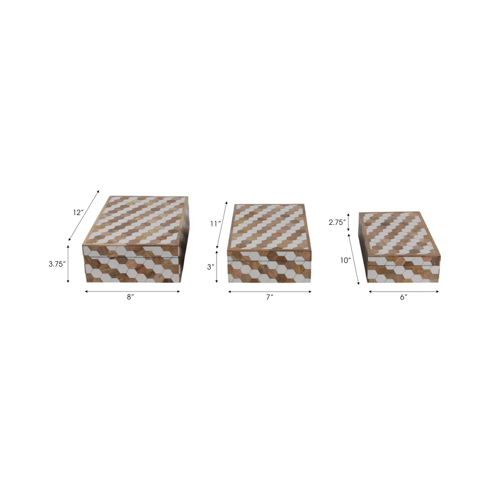 GALTONOAK SET OF 3 BROWN BOXES 4 (IN)