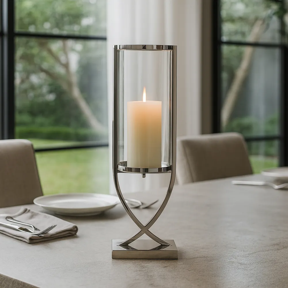 OLIVERHAVEN SILVER CANDLE HOLDER 23 (IN)