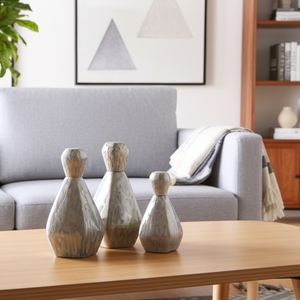 GIFFORDCLIFF SET OF 3 GRAY VASES 13 (IN) 10