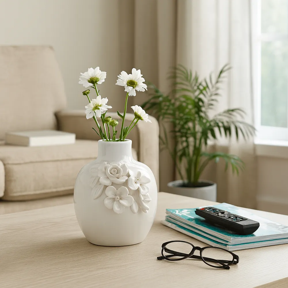 RYLANBEACH WHITE VASE 7 (IN)